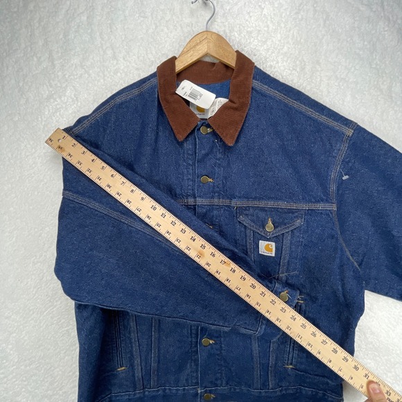 VTG Carhartt Trucker Jacket Aztec Blanket Lined Mens XL PJB008‎ Steel Blue NWT - Picture 9 of 16